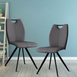 Modern Middle Ages Grey Dining Chairs Set of 2; Office chair. Living Room Armless Accent PU Leather Chairs for Home;  Kitchen;  Cafe;  Office; Dresser