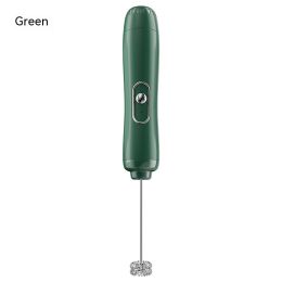 Household Small Electric Milk Frother Wireless Handheld Cream Egg Beater Semi-Automatic Coffee Mixer Milk Frother (Option: Green-Battery Version Third Gear)