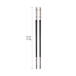 304 Stainless Steel Chopsticks Household Alloy Restaurant Color Laser Square-headed (Option: Short Black)