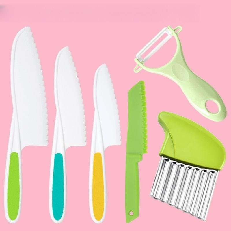 Wave Cutting Board Plastic Fruit Knife Set Wave Cutting Board Plastic Fruit Knife Set