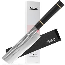 Qulajoy Chef Knife 8 Inch - Hand Forged Swedish Sandvik Steel Gyuto Cooking Knife - Professional Japanese Kitchen Knife - Classic Octagonal Handle (Option: Nakiri)