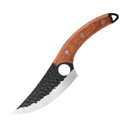 Stainless Steel Hand Hammered Tone Boning Knife Household Kitchen (Option: 30 Thick Sapele Boning Knife)