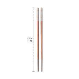 304 Stainless Steel Chopsticks Household Alloy Restaurant Color Laser Square-headed (Option: Short Rose Gold)