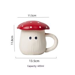 Cartoon Cute Good-looking Red Mushroom Ceramic Tableware Mug Dim Sum Plate Rice Bowl Instant Noodle Bowl Salad Bowl Spoon (Option: Mushroom Mug)