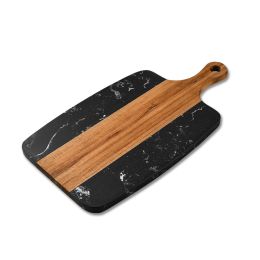 Marble Stitching Acacia Mangium Chopping Board (Option: Black-349x185x12mm)