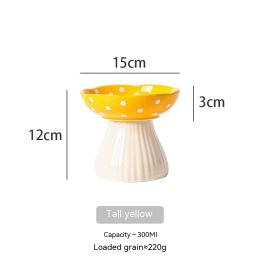 High Foot Protection Anti Roll Pet Products Cat Bowls (Option: Tall Yellow Mushroom)