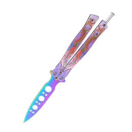 Butterfly Folding Knife Outdoor Training Flail Knife (Option: Peacock Purple-220)