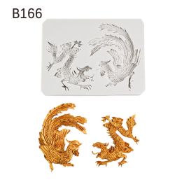 Chinese Dragon Fondant Cake Decoration Silicone Mold (Option: Gray B166)