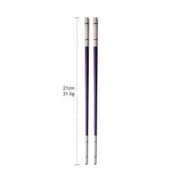 304 Stainless Steel Chopsticks Household Alloy Restaurant Color Laser Square-headed (Option: Short Purple)