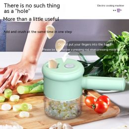 Multifunctional Electric Vegetable Cutting Mashed Garlic Kitchen Storm Slicer Household Hand-held Cooking Hammer Suit (Option: Handheld Green)