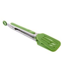 Spatula Tong Kitchen Tongs Stainless Steel Cooking Silicone Buffet Serving Tongs Heat Resistant with Locking Handle Joint (Color: Green)