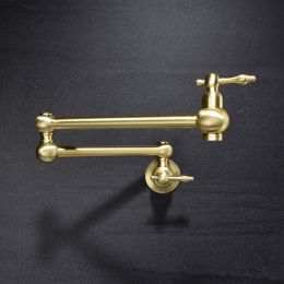 Pot Filler Faucet Wall Mount (Color: Gold)