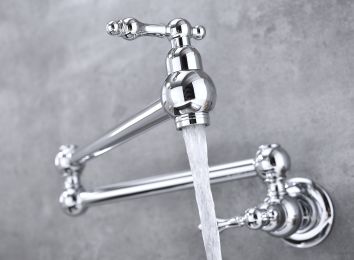 Pot Filler Faucet Wall Mount (Color: Chrome)