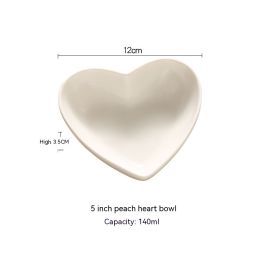 Creative Pure White Ceramic Heart-shaped Plate Bowl Western Cuisine (Option: 5 Inch Peach Heart Bowl)