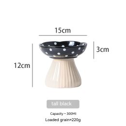 High Foot Protection Anti Roll Pet Products Cat Bowls (Option: High Foot Black Mushroom)